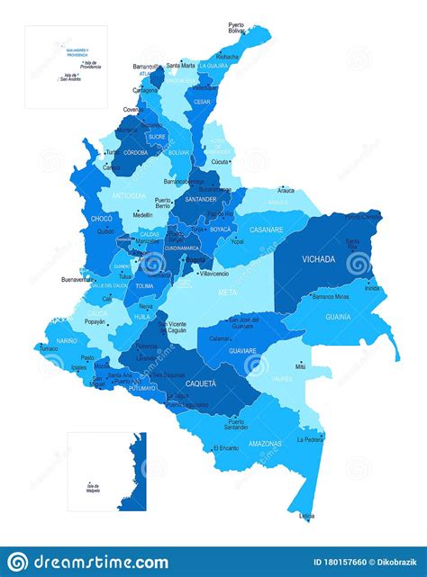 Colombia Map Cities Regions Vector Stock Illustration Illustration