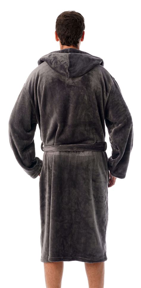 Robes Sleep And Lounge Fasciino Mens Full Length Shawl Collar Velour Microfiber Fleece Bathrobe