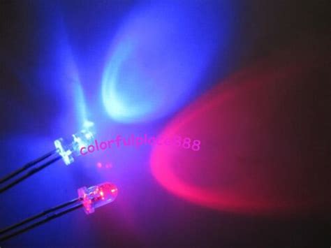 50pcs 3mm Red Blue Bi Color Flash Flashing Blink Water Clear Bright Led 2 Pin Ebay