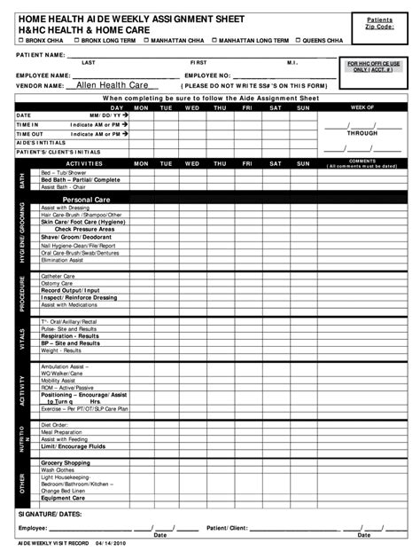 Printable Cna Daily Assignment Sheets Complete With Ease Airslate