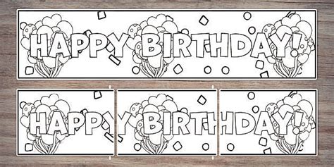 Colouring Birthday Banner Twinkl Party Teacher Made