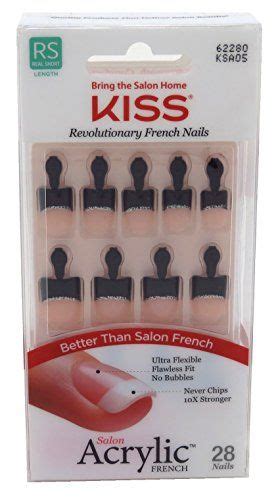 Kiss Salon Acrylic French Nail Kit Real Short Length 28 Ea Tips