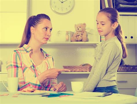 Young Mother Scolding Her Daughter Stock Image Image Of Arguing