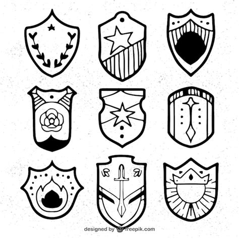 Free Vector Pack Of Hand Drawn Shields