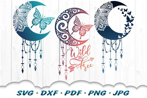 Mandala Dreamcatcher Butterfly SVG DXF Cut Files Bundle (917037) | Cut