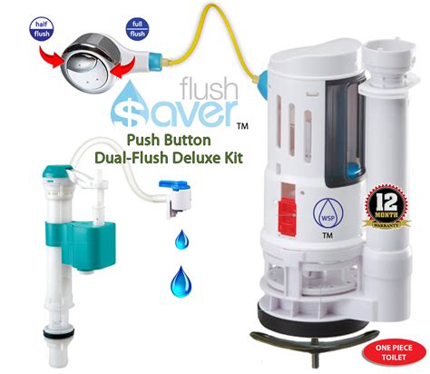 Flushsaver Deluxe Kit Push Button One Piece Toilet 2″ Drain