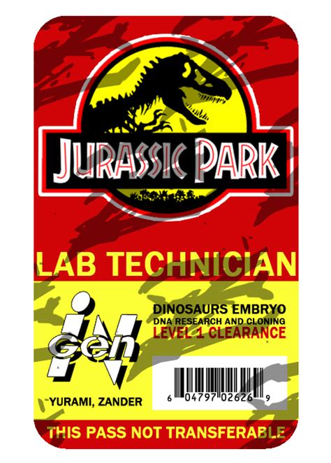 Jp Lab Tech Id Template By Zanderyurami On Deviantart Jurassic Park
