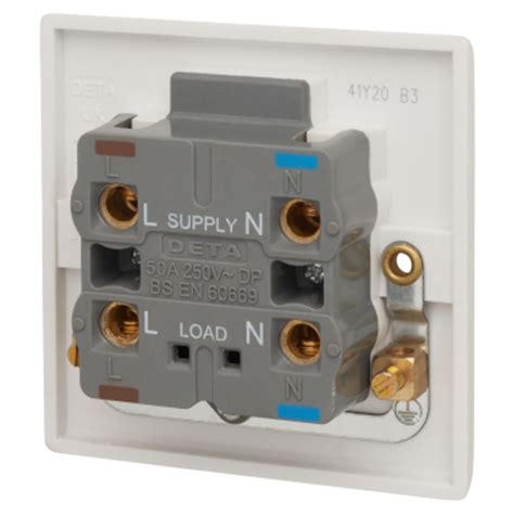 Deta 45a 1 Gang Double Pole Switch With Neon White Electricaldirect