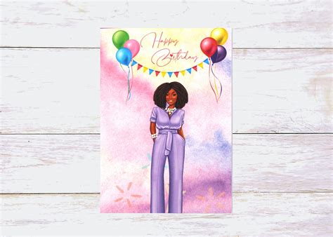 Black Woman Birthday Cards For Her African American Greeting Etsy