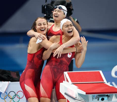 in photos silver for canada in the women s 4x100m freestyle relay the globe and mail