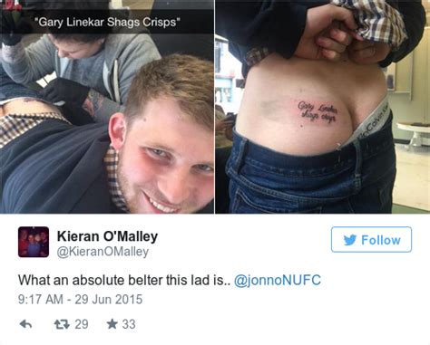 This Lad Got Gary Lineker Shags Crisps Tattooed On His Arse And Immediately Regretted It