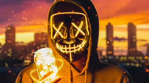 neon mask guy with light cube hd artist 4k wallpapers images backgrounds photos and pictures