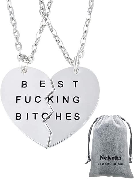 Funny Best Friends Necklace Best Fucking Bitches Necklace Bff Lovers
