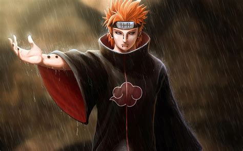 Download, share or upload your own one! art, Naruto, Pain, Guy, Piercing, Hand, Bandana, Red, Rain ...