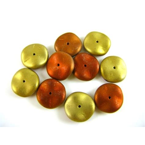 Preciosa 12mm Ripple Beads X 10 Matte Antique Brass Copper Brass