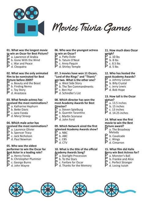 Printable Movie Trivia Games Movie Trivia Games Thanksgiving Trivia