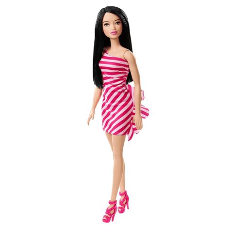 Barbie Glitz Doll Pink Stripe Ruffle Dress