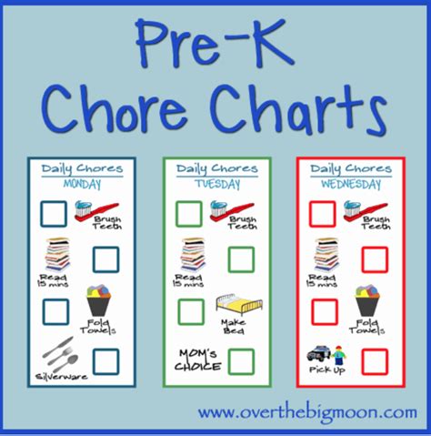 Pre K Chore Charts Over The Big Moon