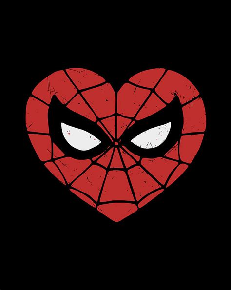 Marvel Spider Man Valentines Web Face Heart Logo Digital Art By Sue