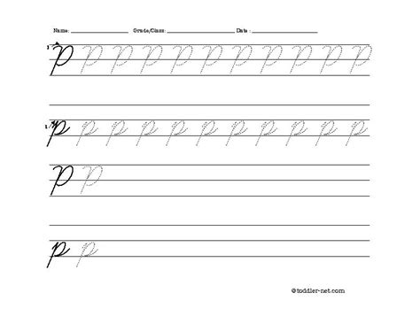 14 Cursive Letter P Handwriting Practice Worksheets