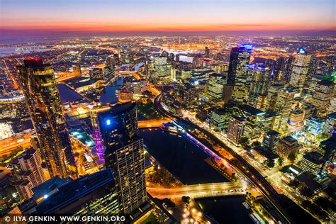 Melbourne City At Night From Eureka Tower Melbourne Victoria