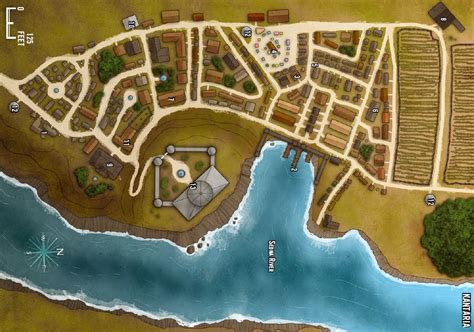 Pathfinder Map Of The Village Of Kantaria Fantasy City Map