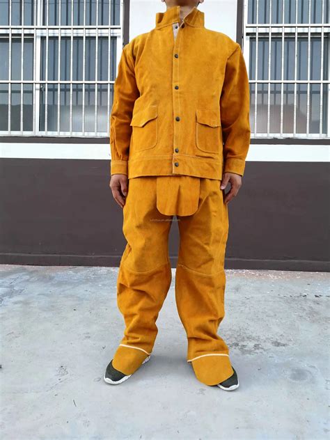 High Temperature Resistant Cowhide Durable Welding Suit With Jacket And