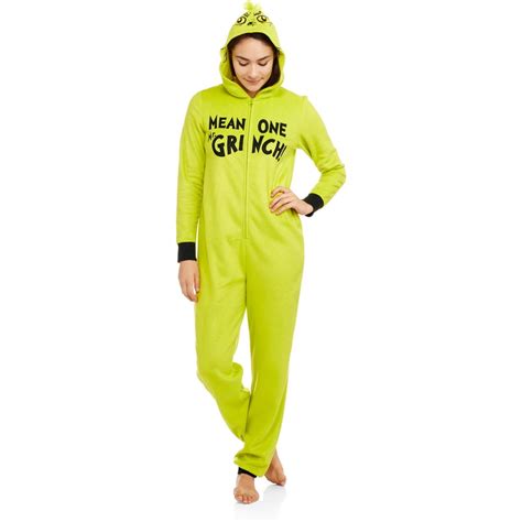 Licensed Grinch Womens Sleepwear Adult Onesie Costume Union Suit