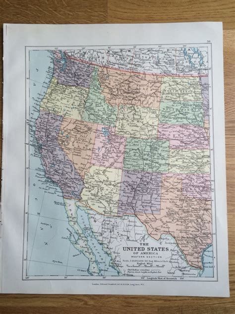 1920 United States West Original Vintage Map 12 X 145 Inches