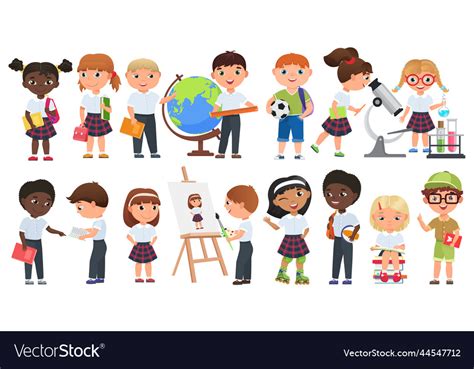Cartoon Cute Kids Set School Boys And Girls Vector Image