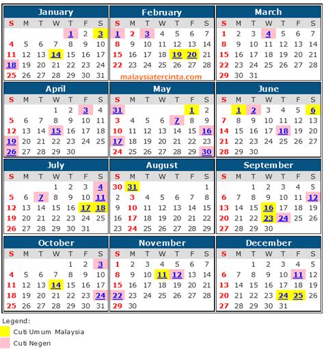 Some are malaysian national holidays, while others are celebrated only in sabah and sarawak. Kalendar Cuti Umum Dan Cuti Sekolah 2015