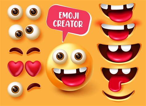 Emoji Creator Vector Set Design Emoticon 3d In Funny And Happy