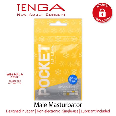 Tenga Pocket Spark Beads Yellow Sex Sleeves For Men One Time Use Stretch Material For