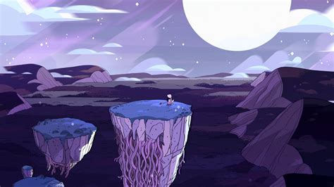 Steven Universe Pearl Steven On Floating Island With Background Of
