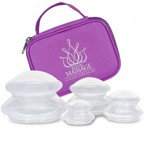 Royal Massage Silicone Cupping Therapy 4pc Set 1 Small 1 Medium 1 Large 1 Xl