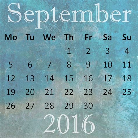 September 2016 Calendar Free Stock Photo Public Domain Pictures
