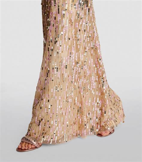 Womens Jenny Packham Gold Sequin Embellished Sungem Gown Harrods UK