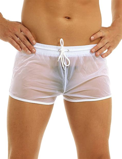 Chictry Men S Translucent Drawstring Boxer Briefs Shorts Breathable