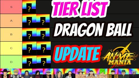 Dec 22, 2020 · there are tons of roblox games with codes to redeem! Anime Mania Tierlist (Dragon Ball Update) - YouTube