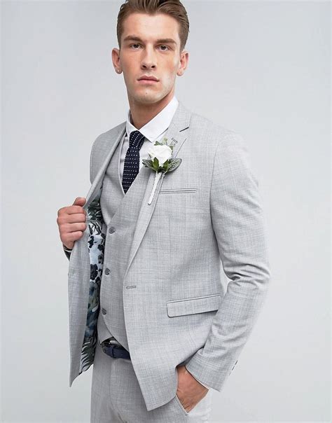 We offer a extensive range of tweed wedding 3 piece suits in check patterns and quality wool fabrics. Asos Wedding Skinny Suit Jacket In Crosshatch Nep In Light ...