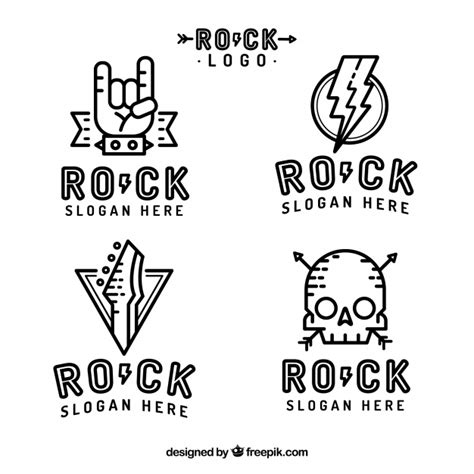 Rock Logos Collection In Flat Style Free Vector