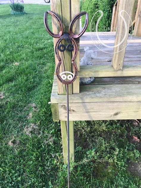 Horseshoe Horse Face Lawn Stake Horseshoe Art Horseshoe Decor Etsy