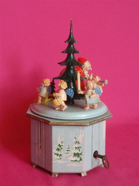 See more ideas about german, music, german songs. Vintage Christmas Steinbach German Wooden Music Box Swiss Thorens Santa & Angels | Music box ...