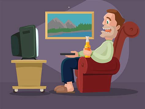 Man Watching Tv Illustrations Royalty Free Vector Graphics And Clip Art