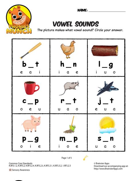 vowel sounds phonics worksheet