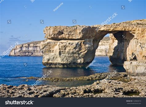 Azure Window Famous Stone Arch On Gozo Island Malta Stock Photo
