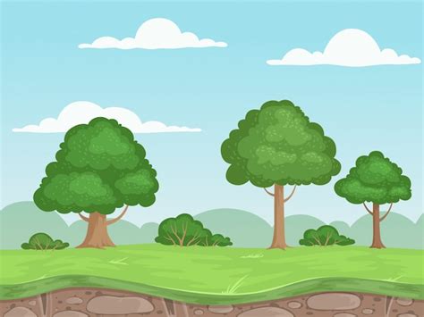 Premium Vector Seamless Game Nature Landscape Parallax Background