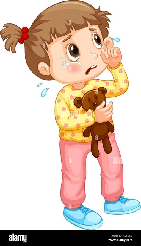 Little Girl Crying With Tears Illustration Stock Vector Art