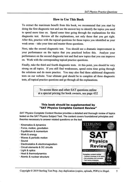 Sách Sterling Test Prep Sat Physics Practice Questions High Yield