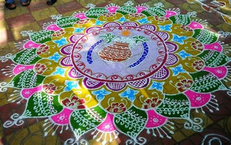 The images show the steps. 33 Latest And New Sankranthi Rangoli Designs For 2017